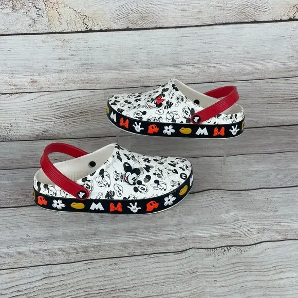 Crocs Mickey Off Sz M8 W10 Court Clogs Shoes White Disney Classic Minnie - Picture 1 of 9